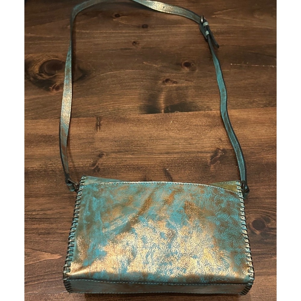 Patricia Nash Crossbody Bag Purse Turquoise Leather Western Boho Artisan Rustic - Picture 10 of 10
